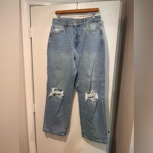 Forever 21 Blue Boyfriend Jeans Distressed Relaxed Fit